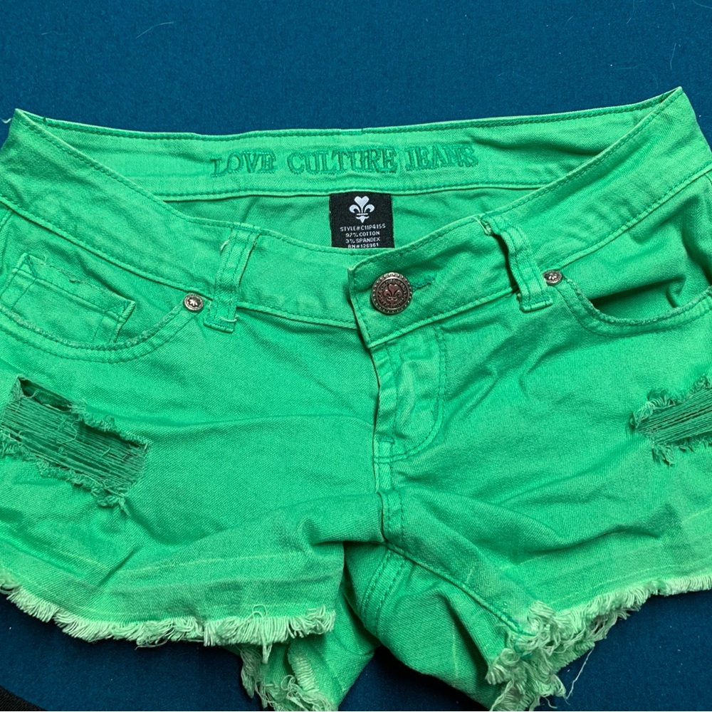 Love Culture Vibrant Green Jean Shorts
